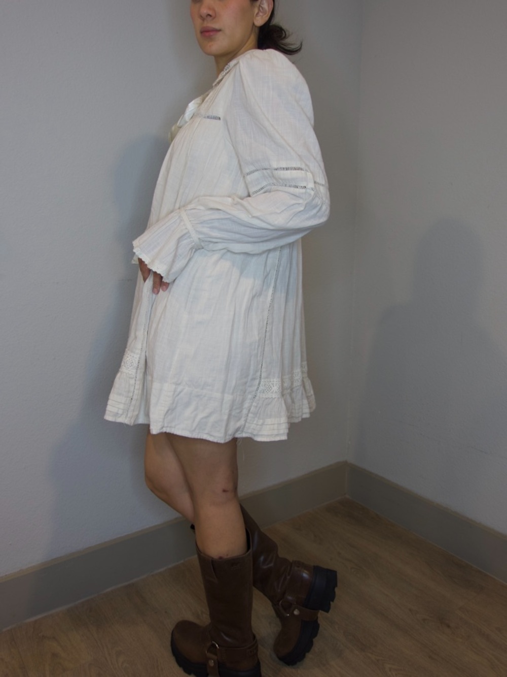 Free People One I'm The One White Lace Mini Dress Size M - Picture 4 of 6